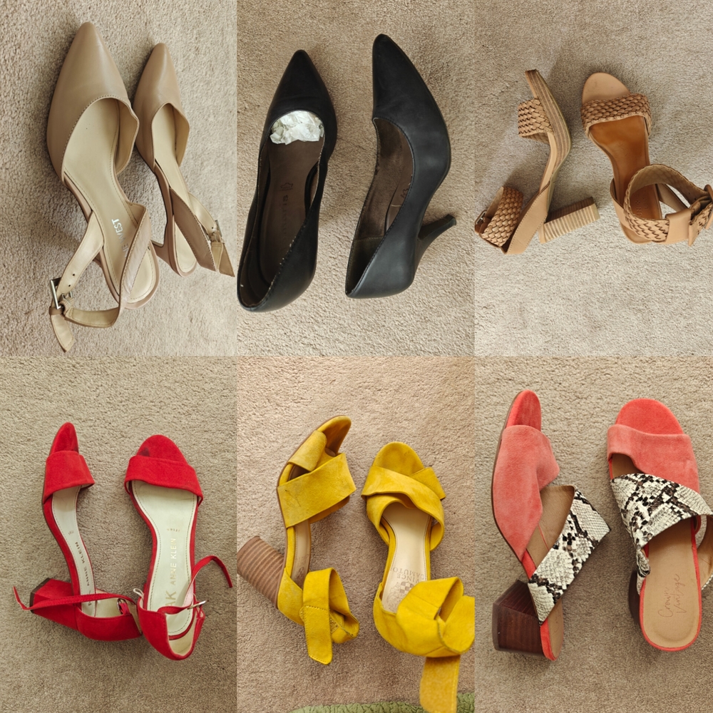 Set Of 6 Elegant Heels And Sandals Genuine Leather Size 6